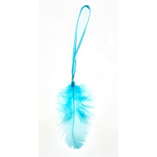 12 plumes avec lien turquoise 16 cm