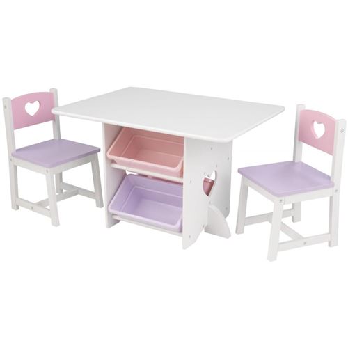 Ensemble Table Et Chaises Motif Coeur Couleur Pastel