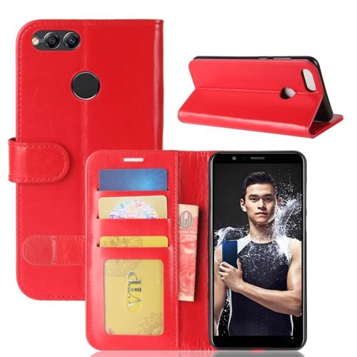 Huawei Honor 7X Housse Etui Cuir PU Texture Peau Rouge ALS53223