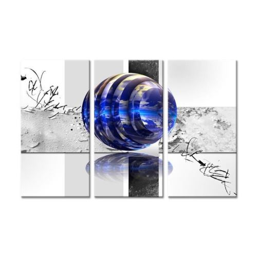 Tableau Déco Triptyque Design Boules et Oiseau - 120x80 cm