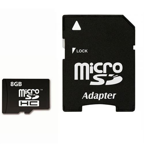 Imro Card Noir Carte Mémoire Micro-Sd 8Go Classe 6 + Adaptateur Sd