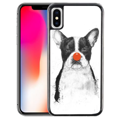 Coque pour iPhone XS chien bouledogue clown