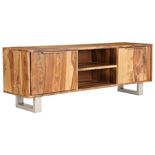 Meuble TV Bois de Sesham massif avec finition miel 118x30x40 cm