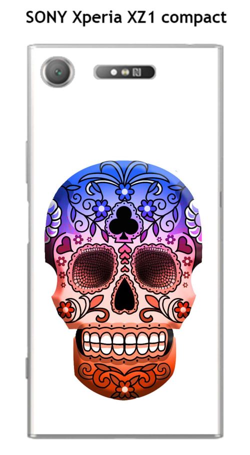 Coque TPU gel souple SONY Xperia XZ1 Compact design Tete de mort fond blanc