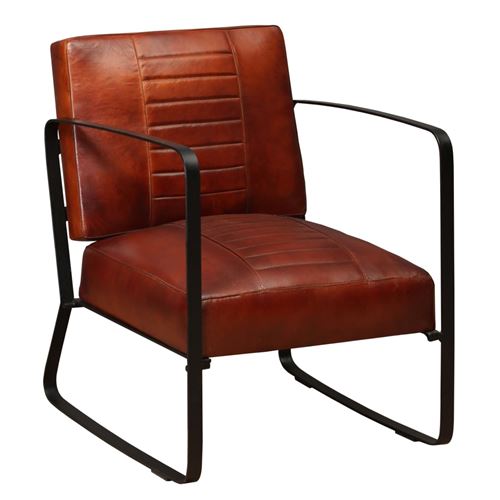 Vidaxl fauteuil marron cuir v&eacute;ritable 244629