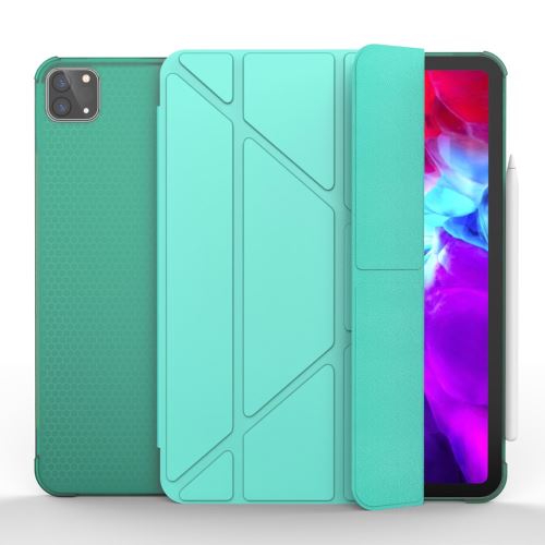 Etui en PU + TPU triple avec support et porte-stylo cyan pour votre Apple iPad Pro 11 pouces (2020)