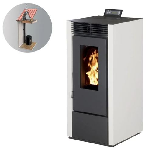 Po&ecirc;le &agrave; granules MARINA 14KW Canalisable + Conduit 80/125 - Blanc