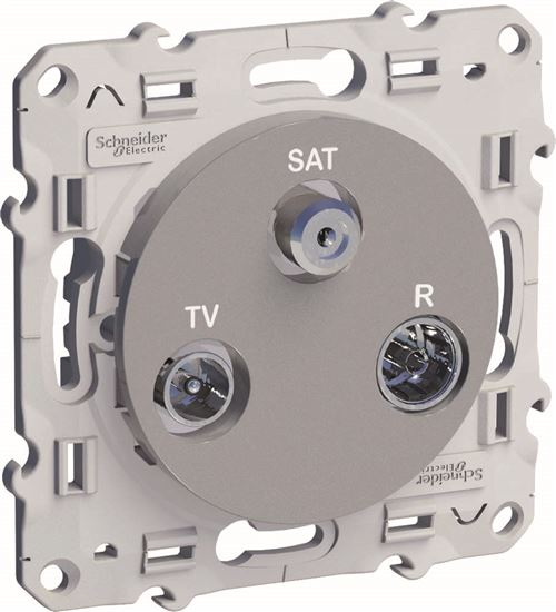 Prise tv / fm / sat Odace, SCHNEIDER ELECTRIC, gris aluminium