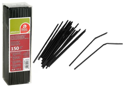 Pack 150 pailles flexibles noirs 21 cm