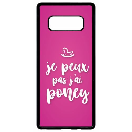 Coque samsung galaxy note 8 je peux pas jai poney fond rose fushia