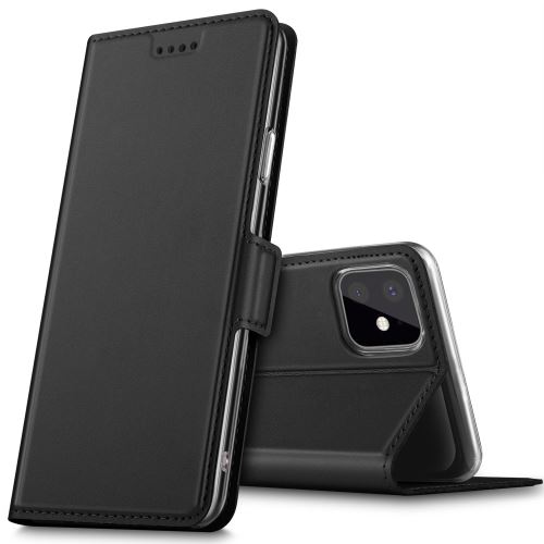 Etui en PU adsorption magnétique avec support et porte-cartes noir pour votre Apple iPhone 11 6.1 pouces