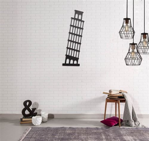 Décoration Murale en Metal Pise Noir - Art, Maison, Déco - pour séjour, bureau, mur