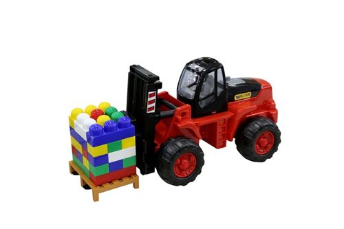 Polesie Powertruck Fork Lift avec jeu de construction Supermix – 30 à palette – Toy Véhicules