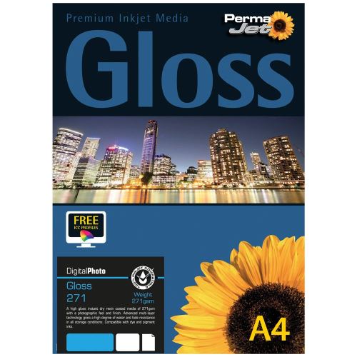 PermaJet 50814 Lot de 50 feuilles de papier brillant pour imprimante jet d'encre 271 g/m² Format A4
