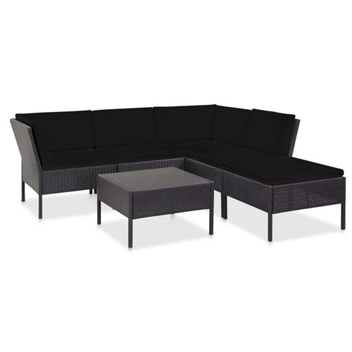 Vidaxl salon de jardin 6 pcs avec coussins r&eacute;sine tress&eacute;e noir 48941