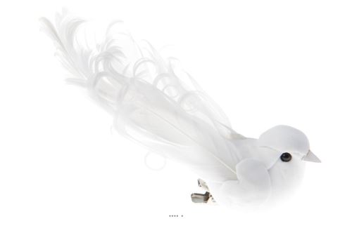 Artificielles - Oiseaux artificiels x 2, 12 x 3.8cm sur pince - choisissezvotrecoloris: blanc