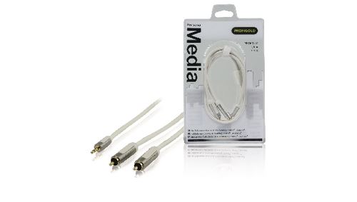 Câble audio stéréo 3.5 m - 2rca m 3,5 mm mâle - 2x rca mâles 1.00 m blanc profigold prom3411