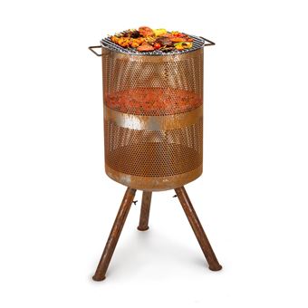 90 sur blumfeldt flame goblet brasero de jardin o 44 cm grill barbecue aspect rouille artificielle marron appareils de chauffage exterieur achat prix fnac