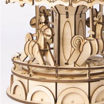 Robotime Puzzle 3D Merry Go Round 17,7 cm bois naturel