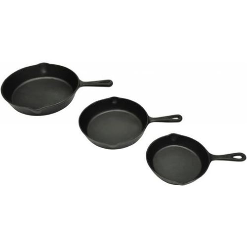 Vidaxl Noir Lot De 3 Poêles En Fonte - Image 1