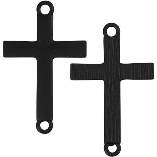 Creotime breloques en forme de croix 2 x 3 cm 4 pièces noir