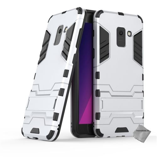 Housse etui coque rigide anti choc pour Samsung Galaxy A8 (2018) avec film ecran - ARGENT