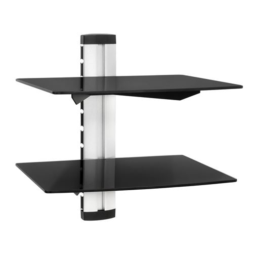 TecTake Etagère murale 2 tablettes pour lecteur DVD / Blu ray 45 x 42 x 33 cm