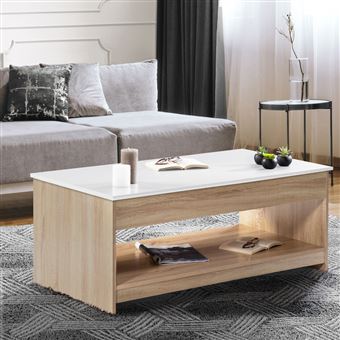 15€ sur Table basse plateau relevable Soa bois imitation Table basse plateau relevable soa bois imitation hêtre