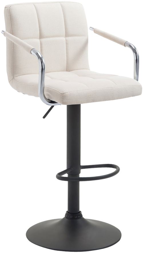 Tabouret de bar Lucy V2 en Tissu et piètement en Métal , Crème/Noir