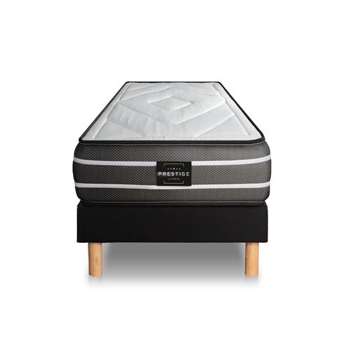 Ensemble matelas et sommier Prestige Literie Ensemble matelas 90 x 200 cm exclusive - ressorts ensachs - ep. 22 cm - ferme - sommier noir