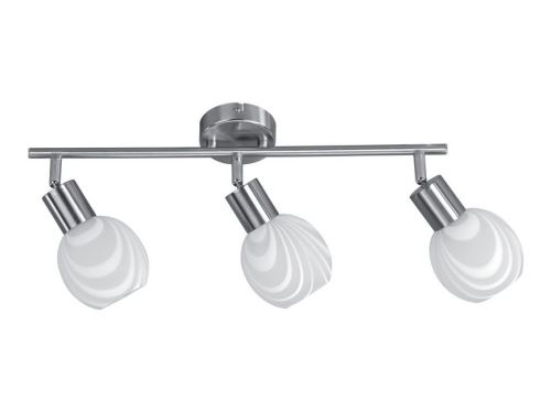 HOMEMANIA Lampe de Plafond Sara - Plafonnier - Murale - Chrome, Blanc en Métal, Verre, 59 x 14 x 21 cm, 3 x E14, 40 W
