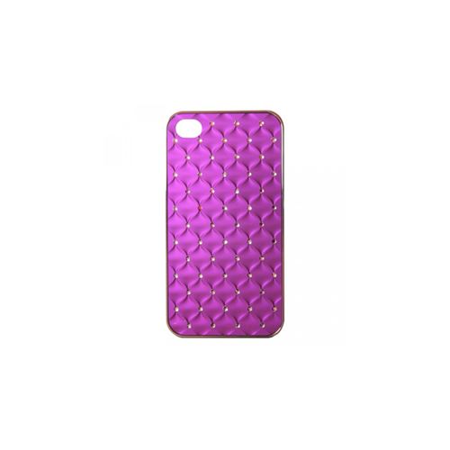 Coque pour iPhone 4 /4S violette strass contour argent