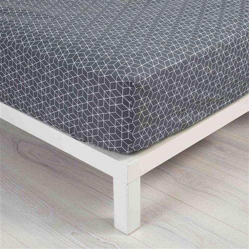Drap housse Optic anthracite/blanc bonnet 30 cm 160x200 cm