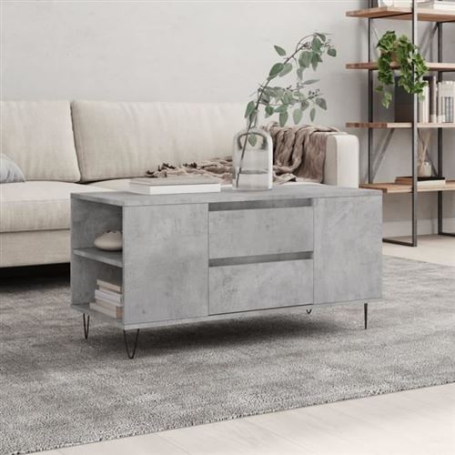 Vidaxl Gris Table Basse Béton 102X44,5X50 Cm Bois D'ingénierie 831000 - Image 2