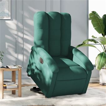 Chaise De Relaxation Avec Tabouret Vert Foncé Velours VidaXL | Leroy Merlin