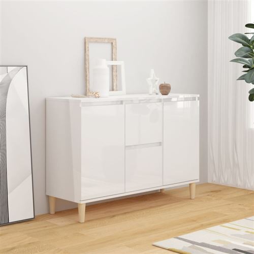vidaXL Buffet blanc brillant 101x35x70 cm bois d'ingénierie