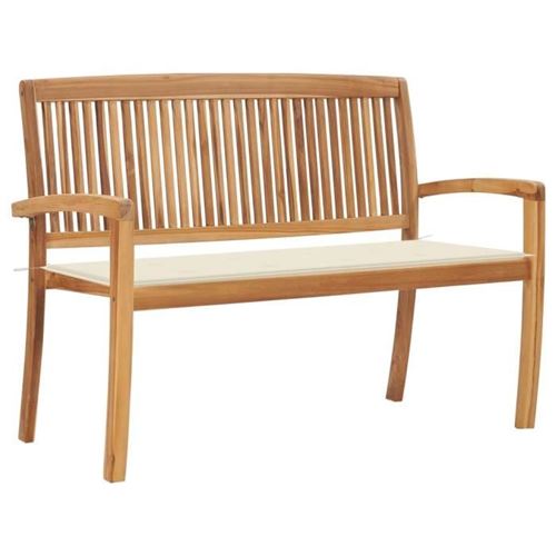 VIDAXL  Banc De Jardin Empilable Et Coussin 128,5cm Bois De Teck Massif