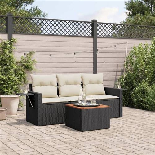 Vidaxl Noir Salon De Jardin 4 Pièces Résine Tressée - Image 2