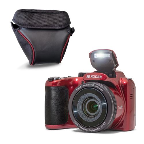 KODAK  Pack Pixpro AZ255 + Etui transport - Appareil Photo Bridge Num&eacute;rique Astro Zoom 16 MP, Zoom Optique 25X, Stabilisateur, Video Full HD 1080p, Grand angle 24 mm, Ecran LCD 3 '',