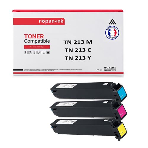 TONER TN 213 TN 213 Cyan + Magenta + Jaune x 3 Compatible pour KONICA MINOLTA-NOPAN-INK Bizhub C200, C203 Bizhub C253, C353, C353P NEC Vivid Office 2020 PITNEY BOWES CM 2522 INEO 353, 353P, 355, Plus 353, 353P, 355