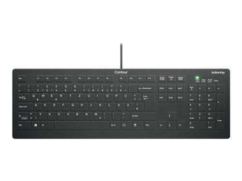 Non Communiqué Noir Contour Active Key Quickclean Ak-C8112 - Clavier - Design Médical Et Hygiénique - 100% - Full Size - Lavable - Usb - Qwertz - Allemand