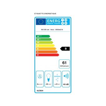 Hotte îlot FALMEC LUMENRS2430, 90cm, Technologie NRS, Commandes Electroniques retro-eclairees, Finition inox, moteur 4 vitesses, Debit d''air boost = 610m3/h, Puissance acoustique max = 46dB. Eclairage LED. Classe energetique : B