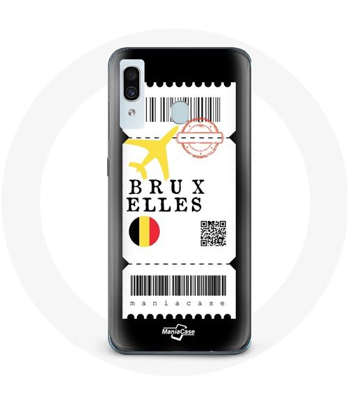Coque pour Samsung Galaxy A30 Billet d'avion Bruxelles Belgique Maniacase