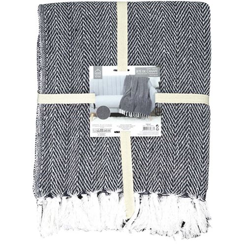 The Home Deco Factory - Plaid jacquard - Bleu marine