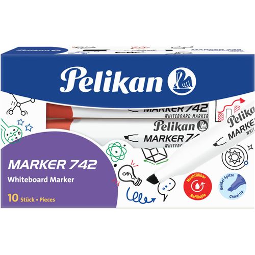 Pelikan Marqueur à tableau blanc 742, pointe biseautée,rouge