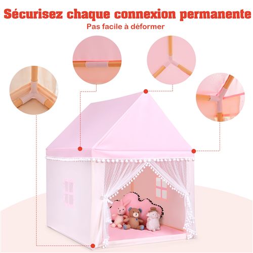 Tente de jeu princesse avec 250 balles rose 133x140 cm
