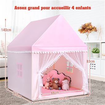 Φ140cm Tente Princesse Fille, Rose Tente de Jeu Enfant Intérieur