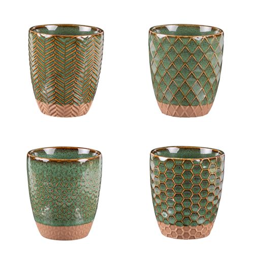 Table Passion - Coffret de 4 Gobelets Jaspe - 20 cl - Vert - Image 2