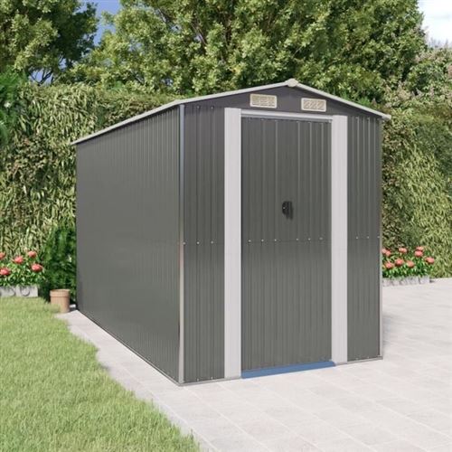 VIDAXL  - Abri de jardin Gris clair 192x357x223 cm Acier galvanis&eacute;