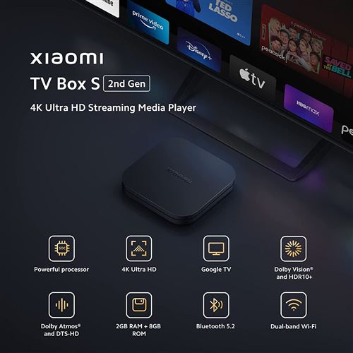 Passerelle multimédia Xiaomi Mi TV Box S 2nd Gen 4K Ultra HD 2GB RAM + 8GB  ROM Noir - Passerelle multimédia - Achat & prix